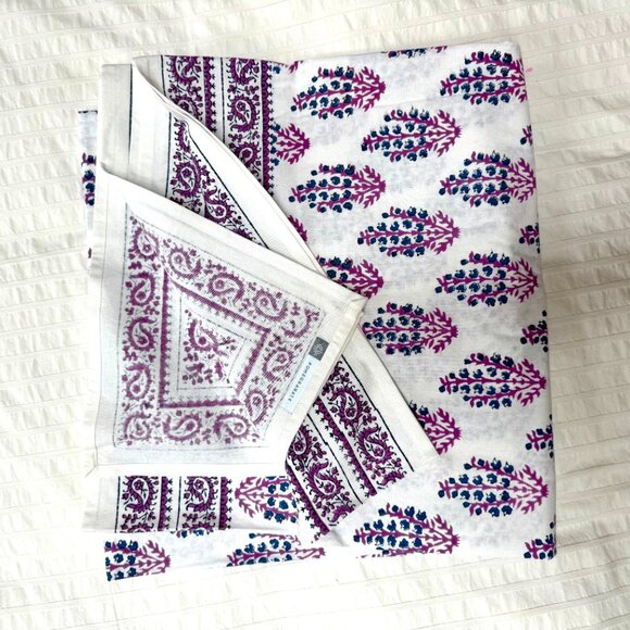 Pomegranate Other - Sagar Blue & Magenta Tablecloth from Pomegranate 55x55" Square